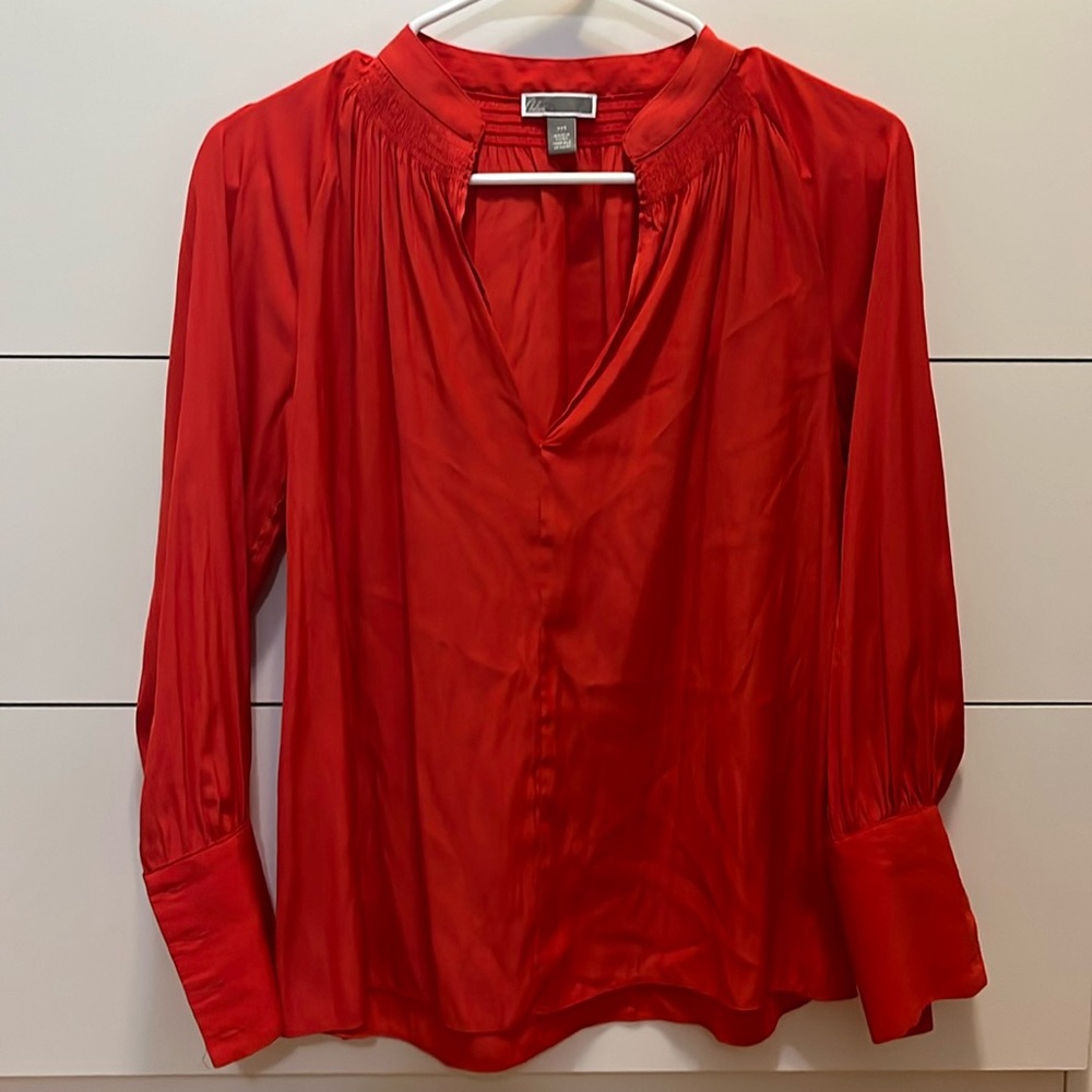 never worn! red poinsettia. 100% polyester